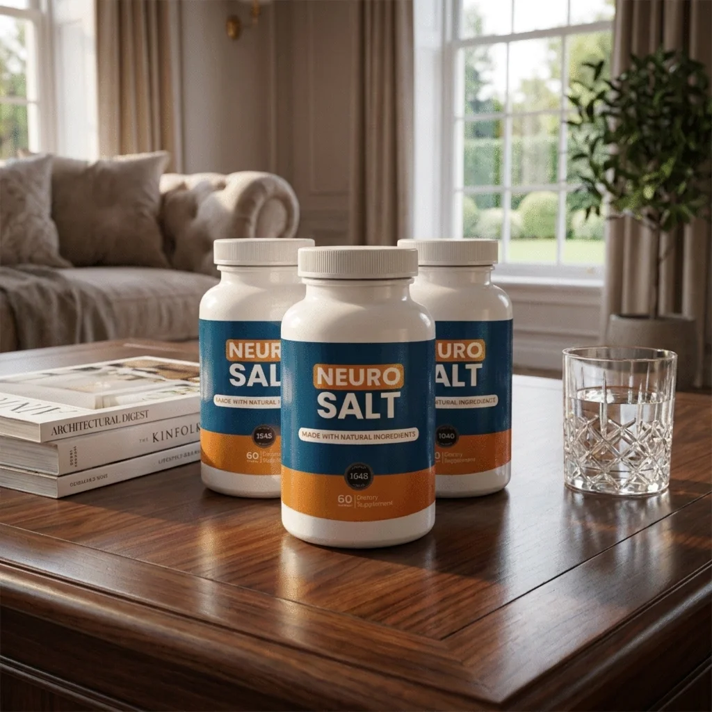 Three Neuro Salt bottles on a living room table