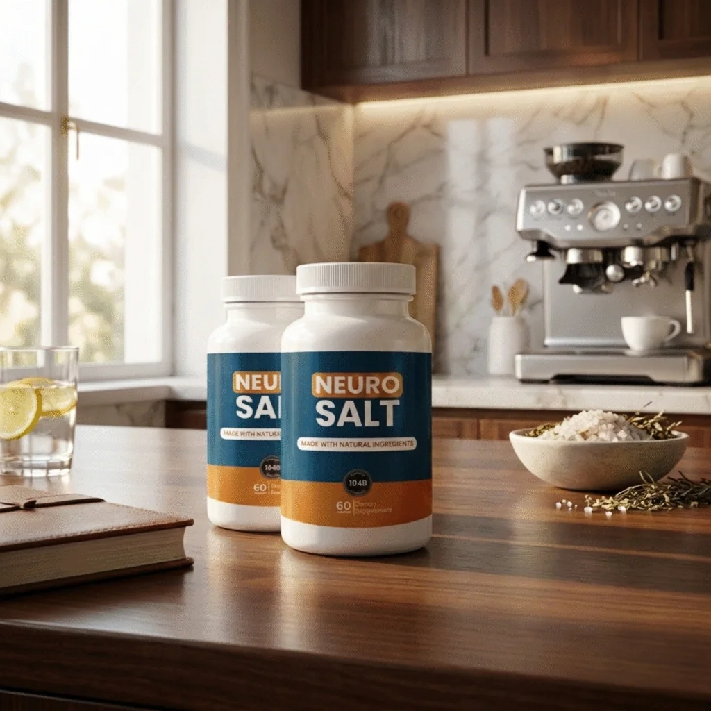 Neuro Salt supplement bottles on a kitchen counter